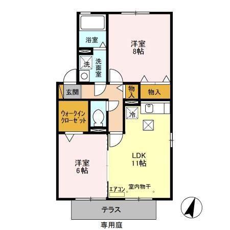 シュタインベルク東館(2LDK/1階)の間取り写真