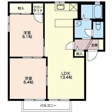 グリーンパストラル A棟(2LDK/2階)の間取り写真