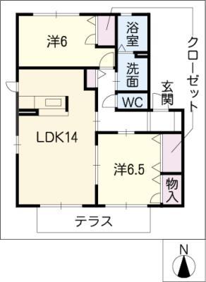MASTTOWN笠木 B棟(2LDK/1階)の間取り写真