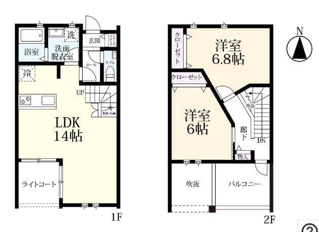 プレミアムアイランド城原II(2LDK/1階)の間取り写真
