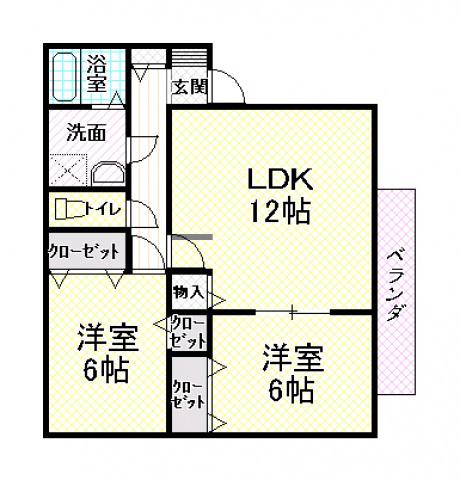 フローレスサクラ(2LDK/1階)の間取り写真