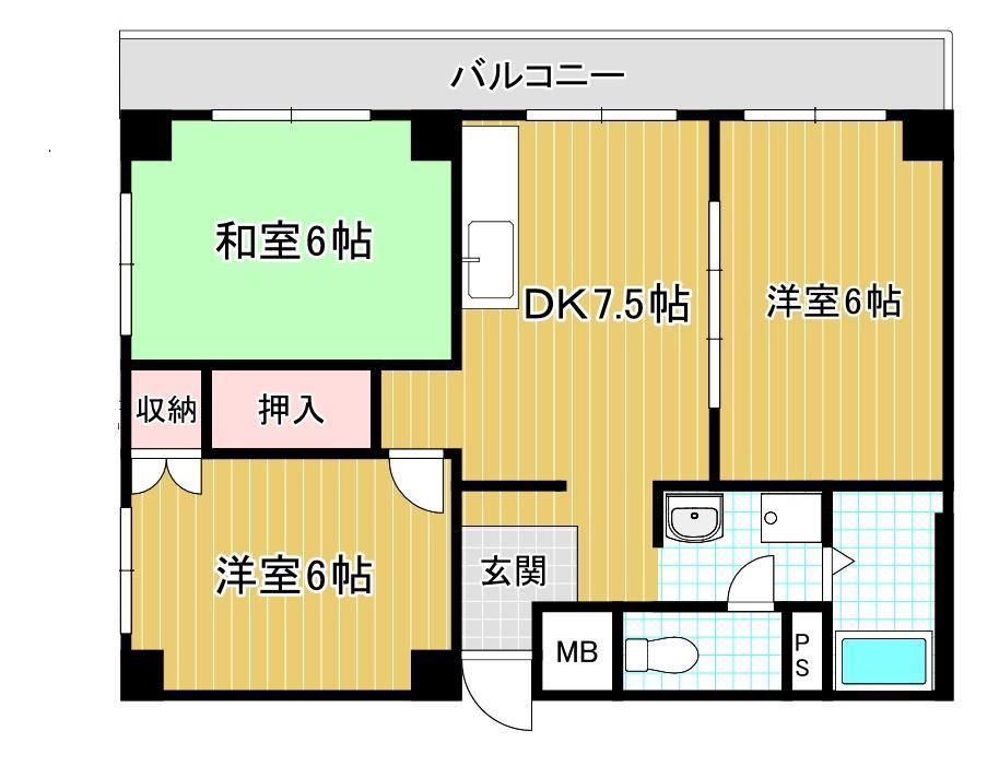 ハイツタケシ(3DK/2階)の間取り写真