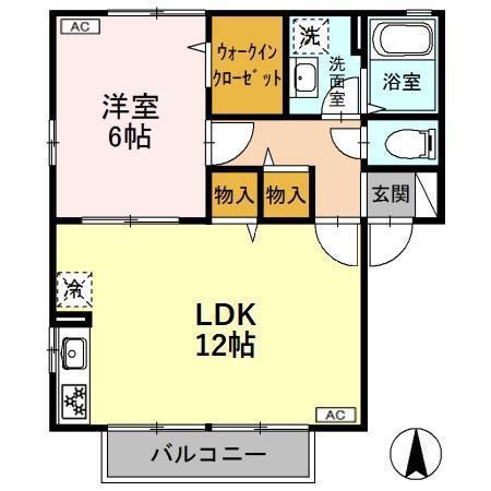 ヴィラ南雲B(1LDK/2階)の間取り写真