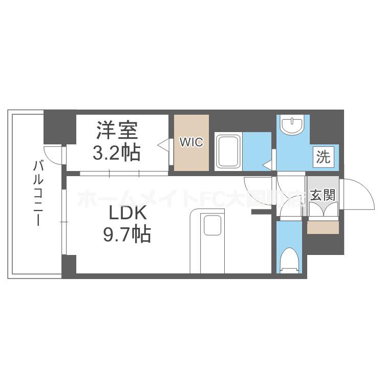 ミラージュパレス大阪ドームPROSPER(1LDK/3階)の間取り写真