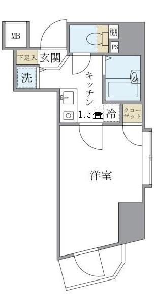 KDXレジデンス元浅草(1K/4階)の間取り写真