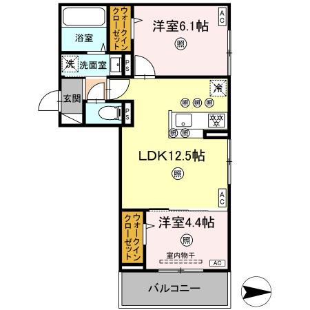 アフィネ浜ノ茶屋(2LDK/3階)の間取り写真