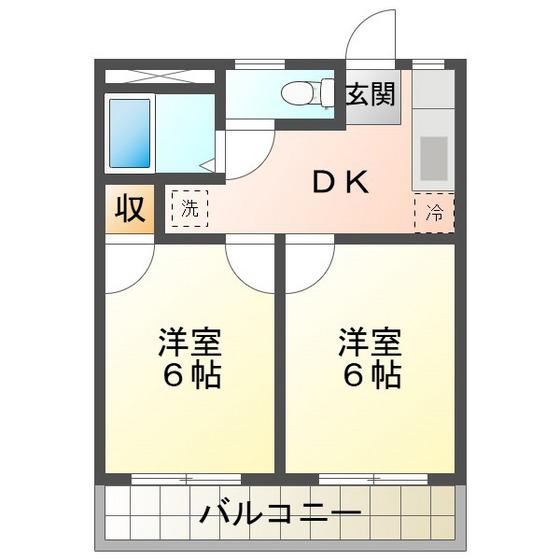コーポイトウ(2DK/2階)の間取り写真