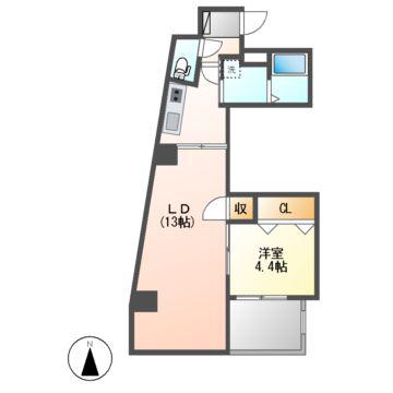 COULEURS OOS(1LDK/4階)の間取り写真