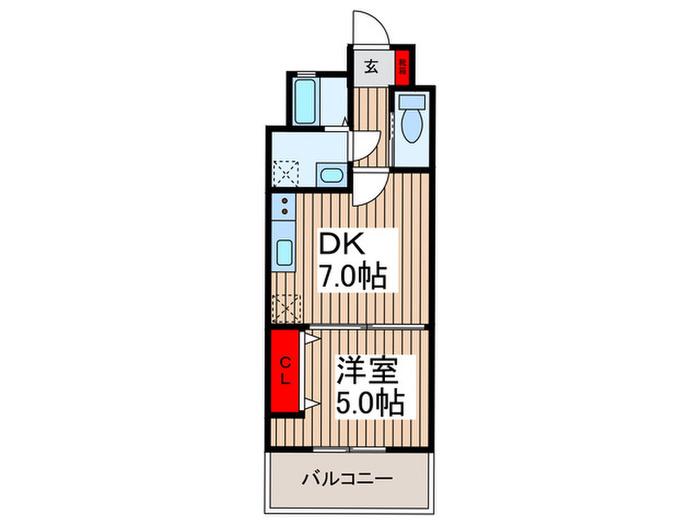 ウィルテラス押上(1DK/1階)の間取り写真