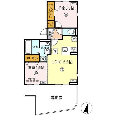 グレースメゾンコンフォートメゾン コンフォートメゾン(2LDK/1階)の間取り写真