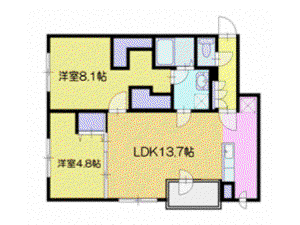 COMSAP新札幌II(2LDK/2階)の間取り写真