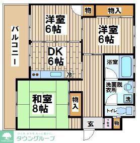 パークサイド野川(3DK/2階)の間取り写真