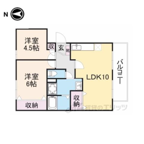 近鉄奈良線 新大宮駅 徒歩12分 3階建 築30年(2LDK/1階)の間取り写真