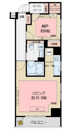 日本橋室町デュープレックスポーション(1LDK/7階)の間取り写真