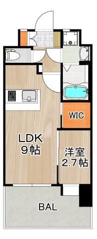 エンクレスト空港通(1LDK/13階)の間取り写真