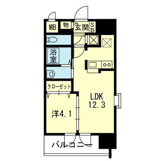 ライズ熊大病院前II(1LDK/7階)の間取り写真