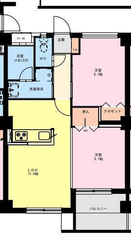 LA CASA 光庵(2LDK/1階)の間取り写真