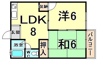 小川ハイツ2(2LDK/2階)の間取り写真