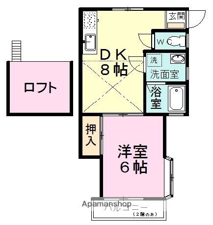ウエストピア高根(1DK/2階)の間取り写真