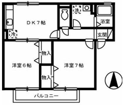 セジュール明神(2DK/1階)の間取り写真