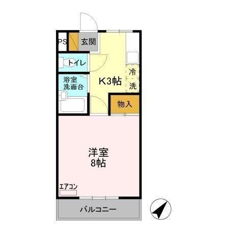 アーバンヒルズかしまI(1K/2階)の間取り写真