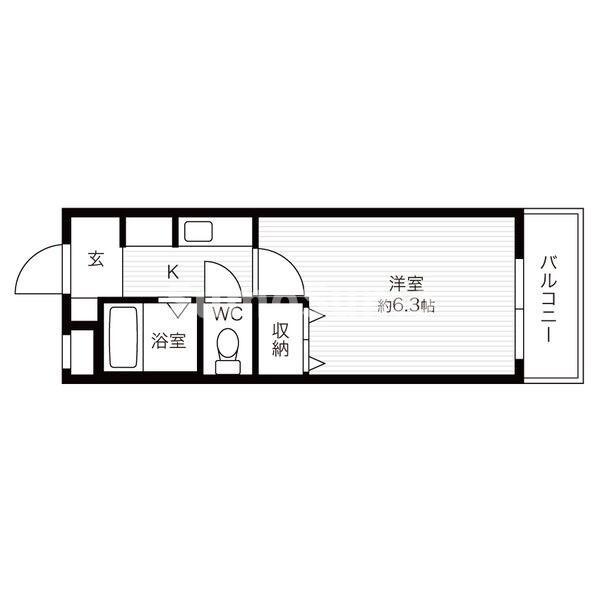 シーサイドSKYハイツ(1K/2階)の間取り写真