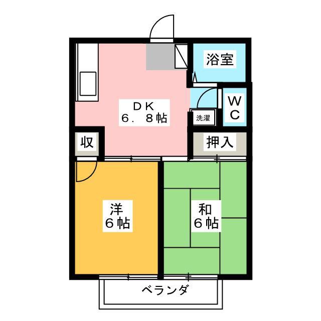 HITハイツ2(2DK/2階)の間取り写真