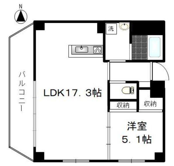 カルム日暮里レジデンス(1LDK/6階)の間取り写真