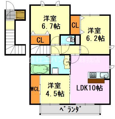ひよどりパーク(3LDK/2階)の間取り写真