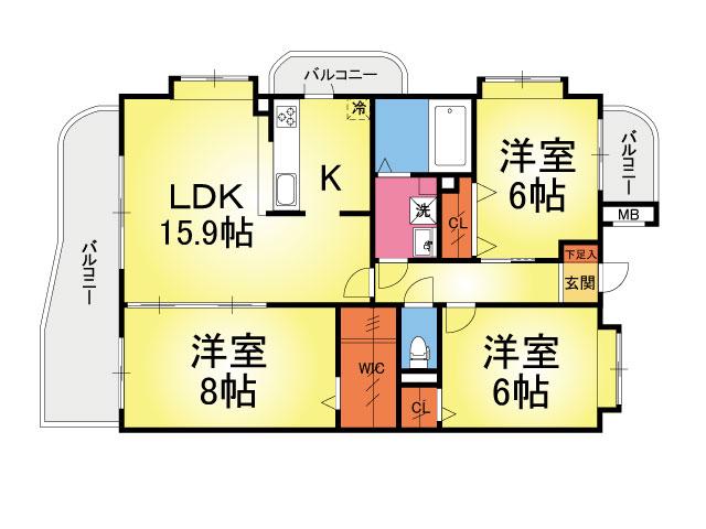 ガーデンコート七隈(3LDK/1階)の間取り写真