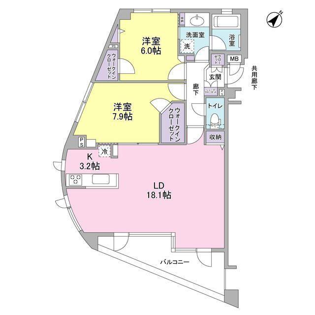 クローバーハウス鷺沼(2LDK/5階)の間取り写真