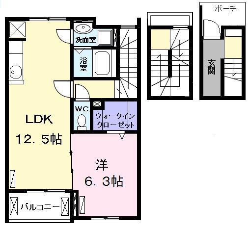 シュエット(1LDK/3階)の間取り写真