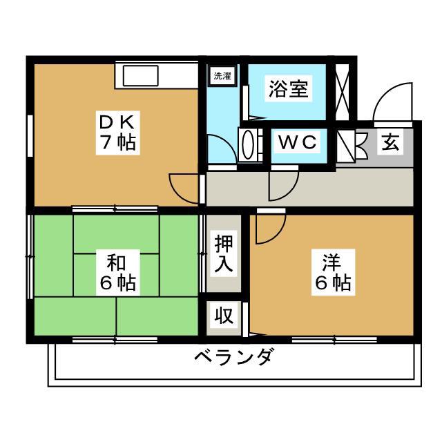 シャンブル町田(2DK/3階)の間取り写真