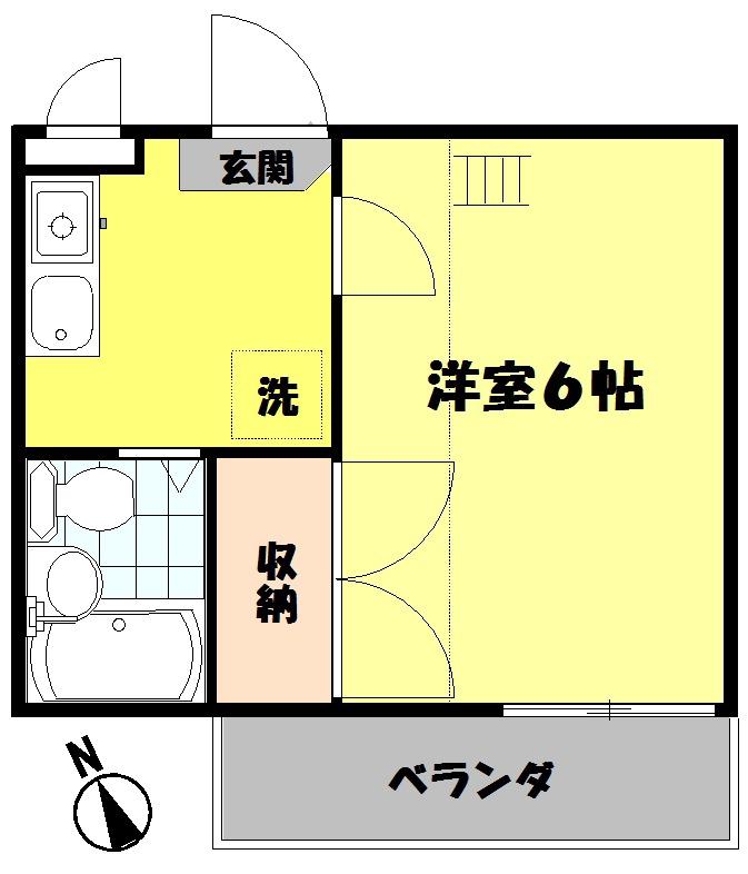 サンフラワー(1K/1階)の間取り写真