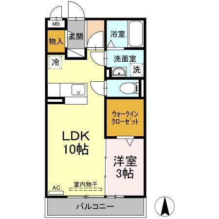 ベルキャッスル(1LDK/2階)の間取り写真