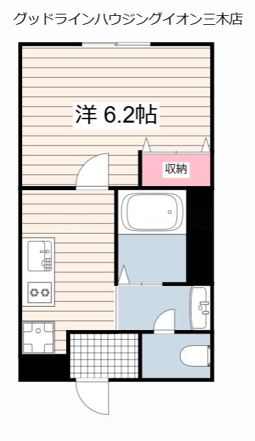 オリーブハイツ志染駅前(1K/1階)の間取り写真