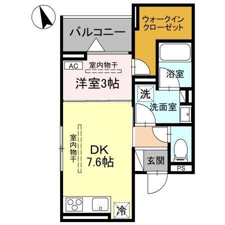 TORISIAS三峯(1DK/3階)の間取り写真