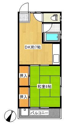 セゾン潤風(1DK/1階)の間取り写真