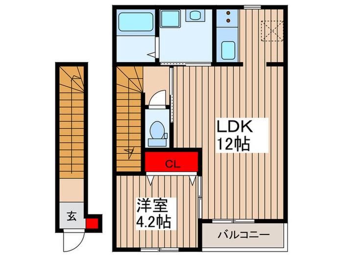 コンフィデンス白岡A(1LDK/2階)の間取り写真