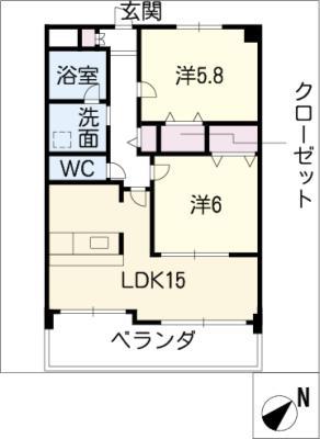 BERCER(2LDK/3階)の間取り写真