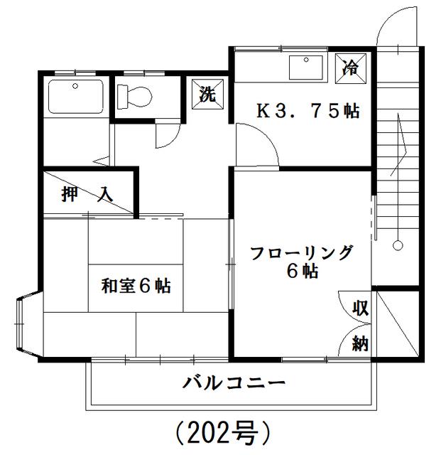 アベアパートII(2K/2階)の間取り写真