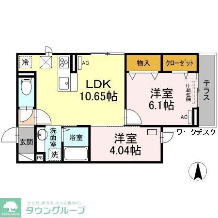 レジリエンス下赤塚(2LDK/1階)の間取り写真