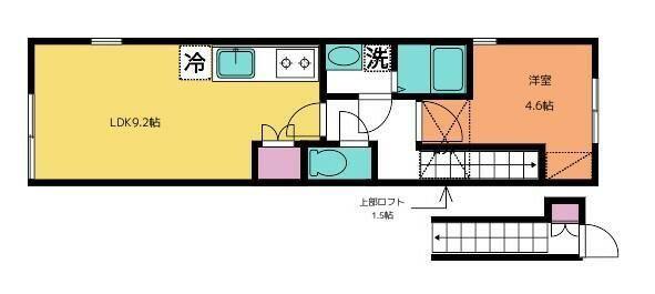 ラ・ビリテ(1LDK/2階)の間取り写真