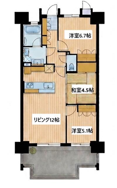 セレンシオ諏訪野アートマージュ(3LDK/9階)の間取り写真