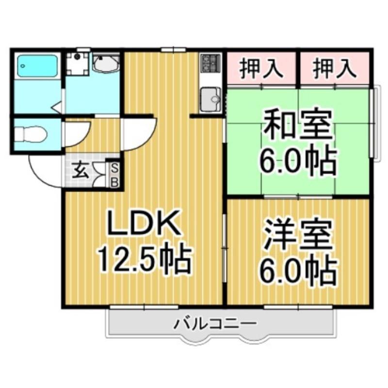 カーサ136 B棟(2LDK/2階)の間取り写真