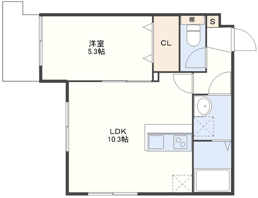 プレジデント滑石通(1LDK/4階)の間取り写真