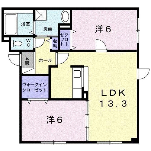 サナティブIII(2LDK/2階)の間取り写真