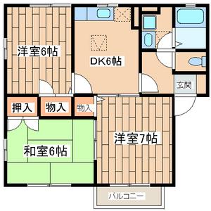 スクエア中央林間Ⅰ(3DK/2階)の間取り写真