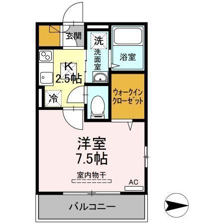 カーサドルチェ(1K/1階)の間取り写真