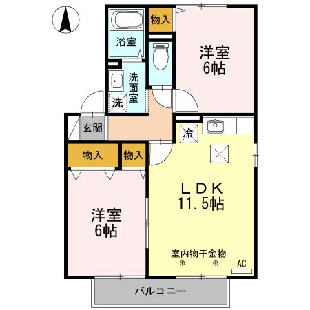 ルピナK・S ABC(2LDK/1階)の間取り写真